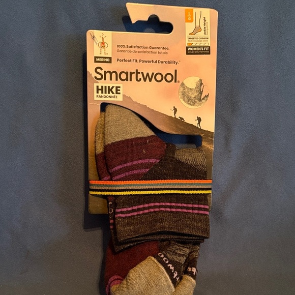 Smartwool Accessories - Smartwool Men's Hike Crew Socks - Gray with Maroon and Purple Stripes